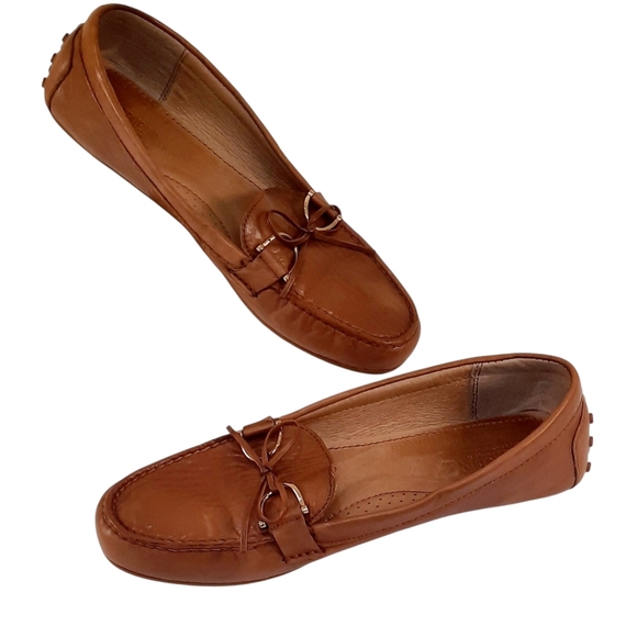 LAUREN Ralph Lauren Briley Moccasin Loafers In Deep Saddle Tan Leather. Size 10B - Picture 2 of 5